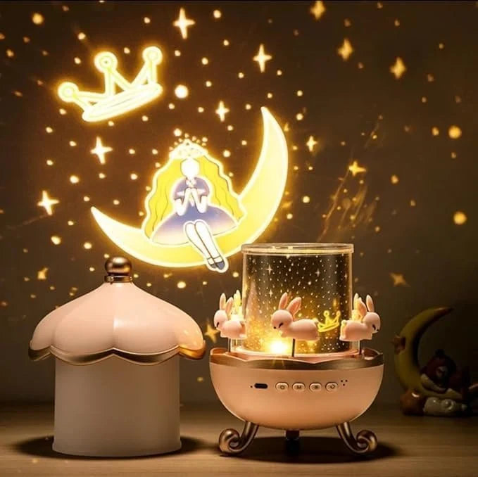 Bunny Night Light Projector – Rotating LED Star Lamp for Kids Room