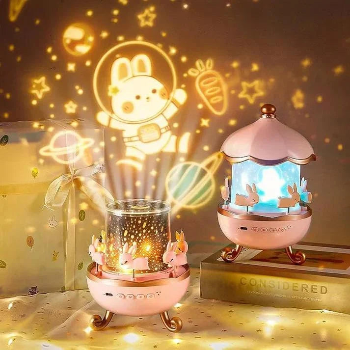 Bunny Night Light Projector – Rotating LED Star Lamp for Kids Room