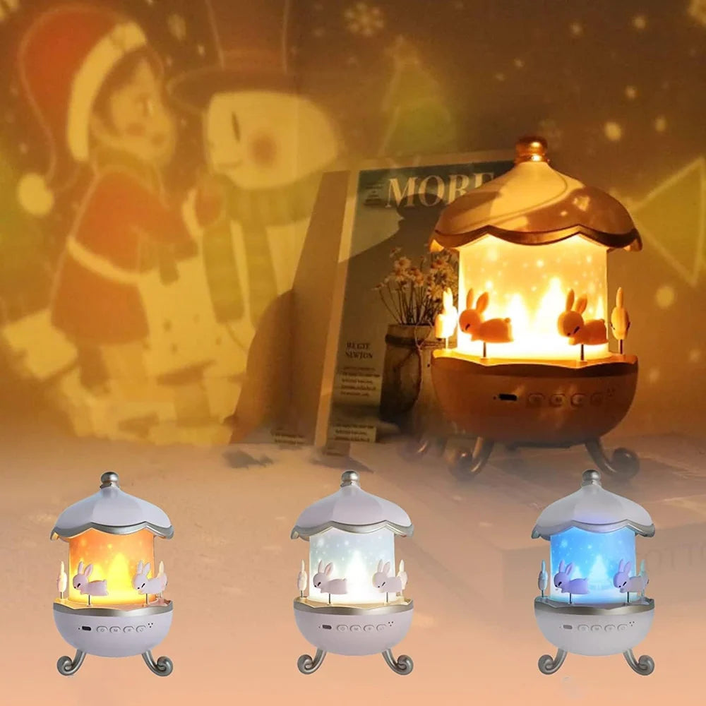 Bunny Night Light Projector – Rotating LED Star Lamp for Kids Room