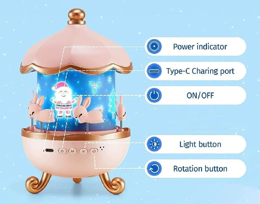 Bunny Night Light Projector – Rotating LED Star Lamp for Kids Room