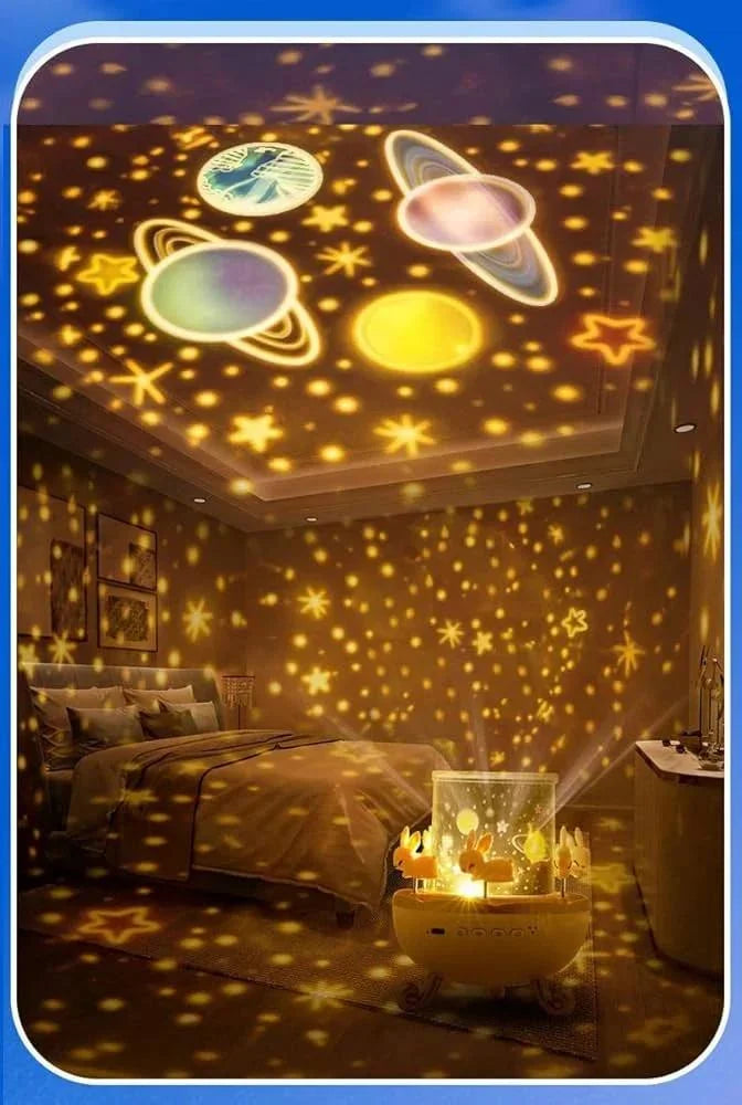 Bunny Night Light Projector – Rotating LED Star Lamp for Kids Room